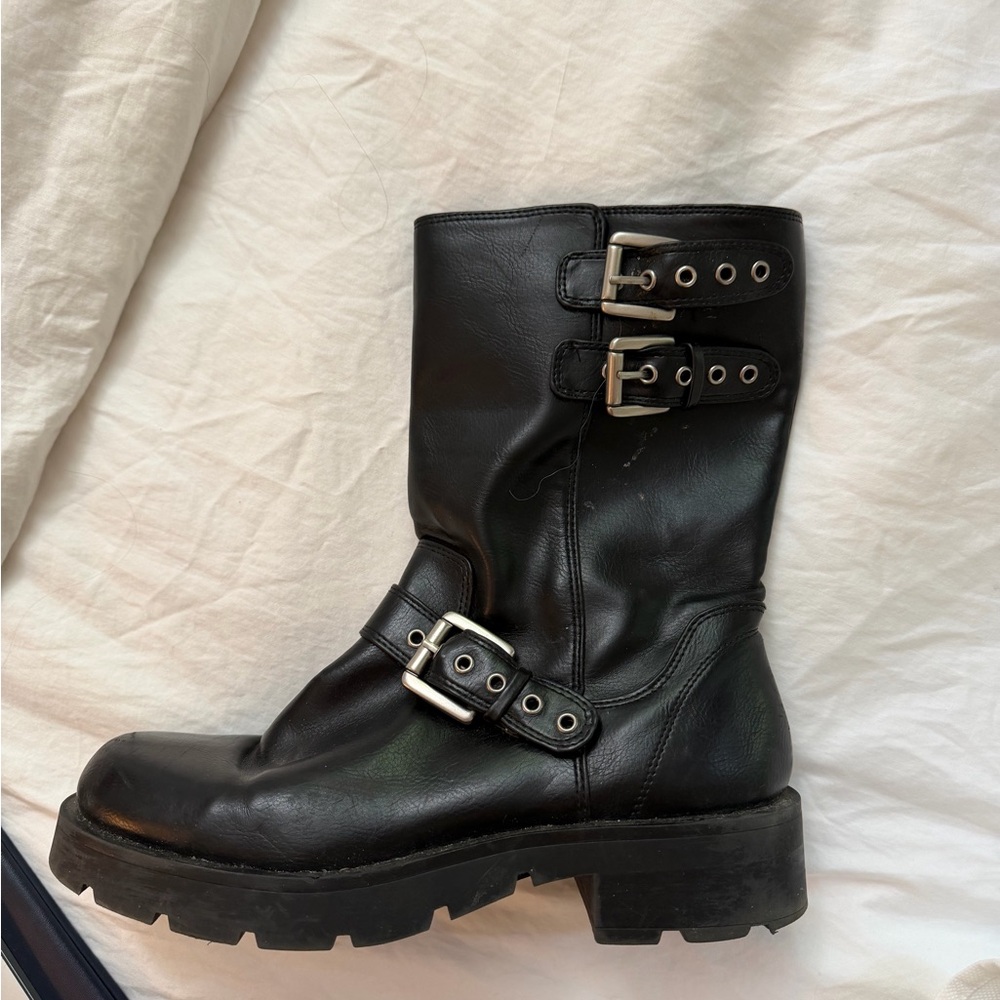 Zara black Buckle Mid-Calf Women’s Leather Boots